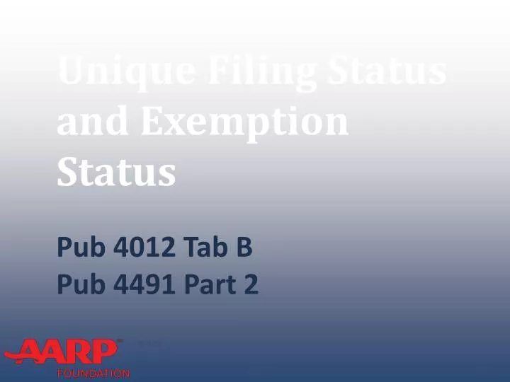 PPT Unique Filing Status and Exemption Status PowerPoint Presentation