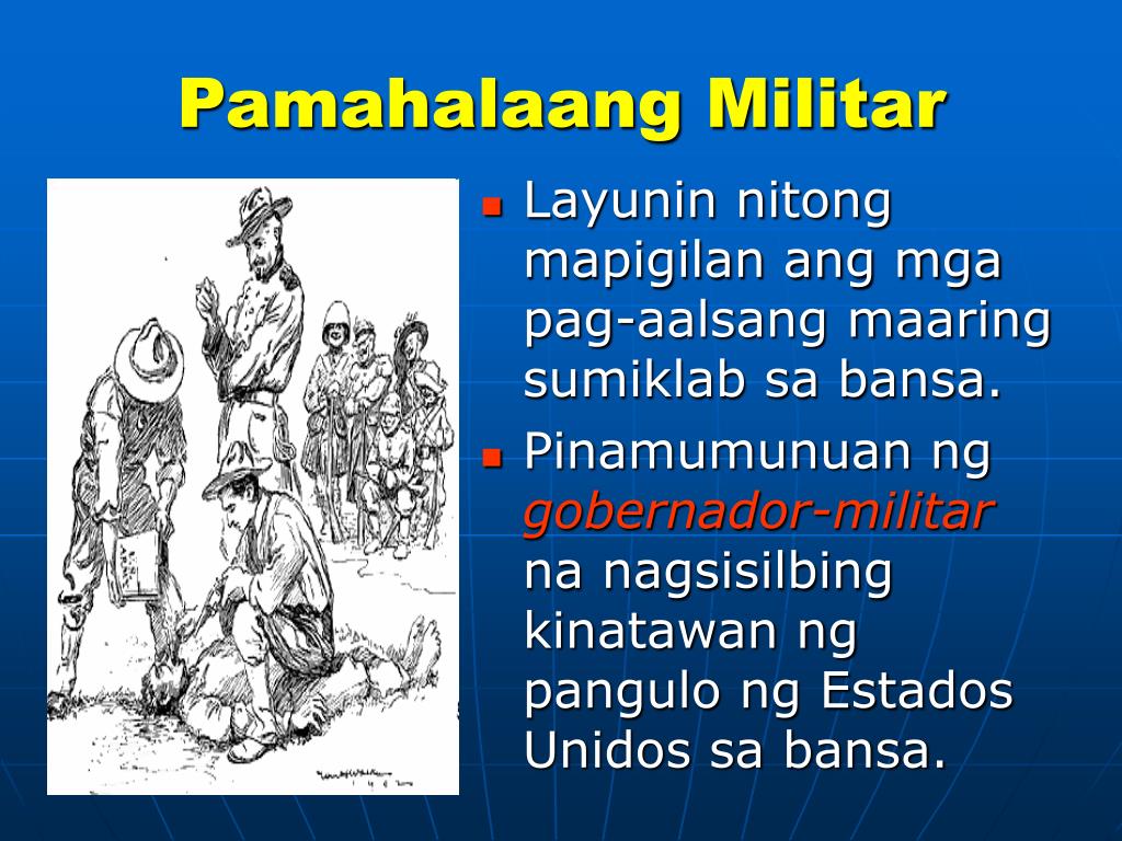 * Pinamumunuan ng gobernador-militar na nagsisilbing kinatawan ng pangulo n...