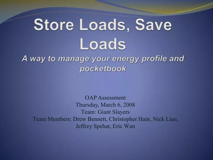 store loads save loads a way to manage your energy profile and pocketbook n.