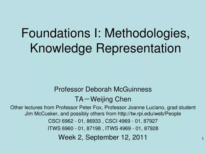 foundations i methodologies knowledge representation n.