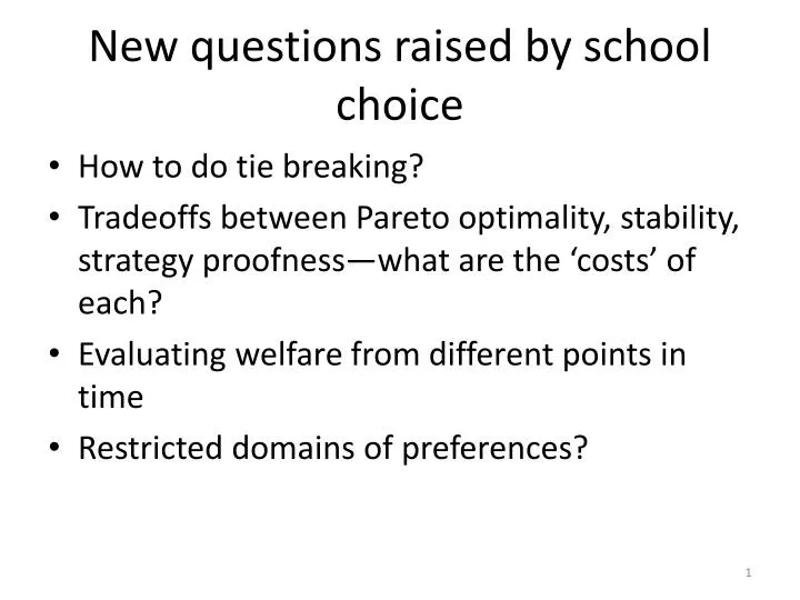 new questions raised by school choice n.