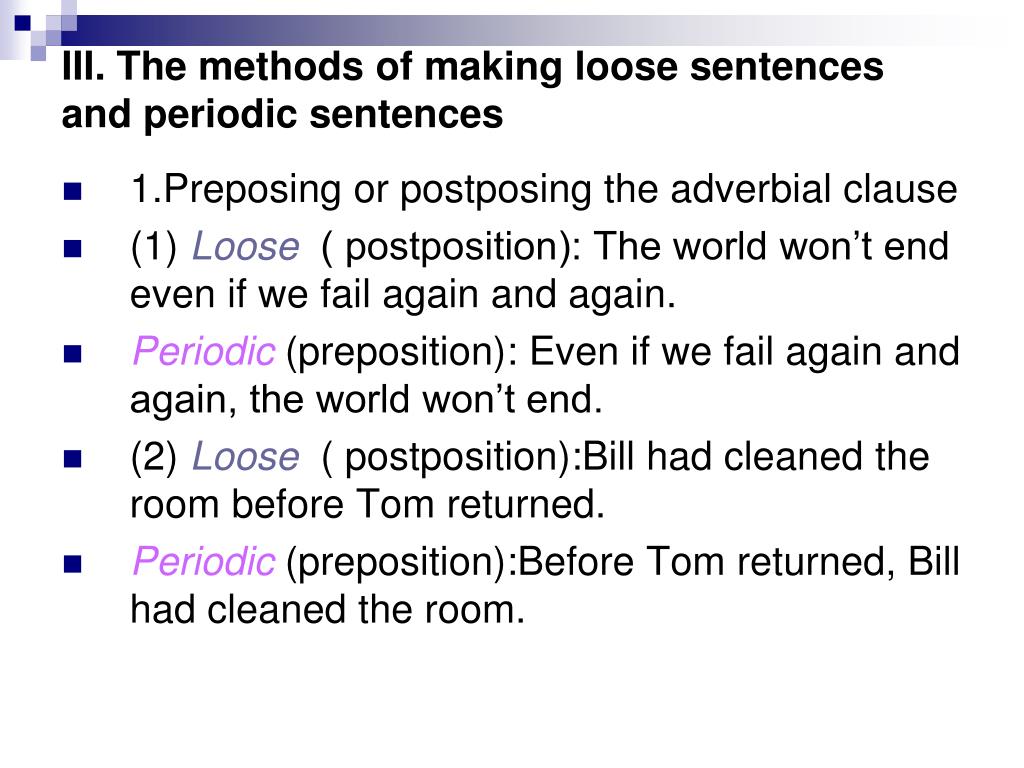 Loose And Periodic Sentences Worksheet