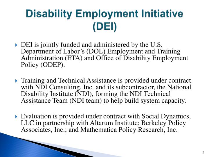 PPT - Disability Employment Initiative (DEI) PowerPoint Presentation ...