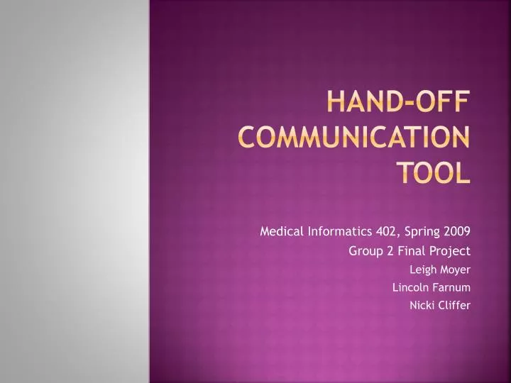 PPT Handoff Communication Tool PowerPoint Presentation, free