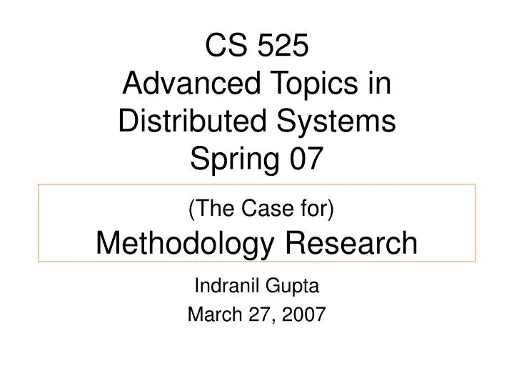 the case for methodology research n.