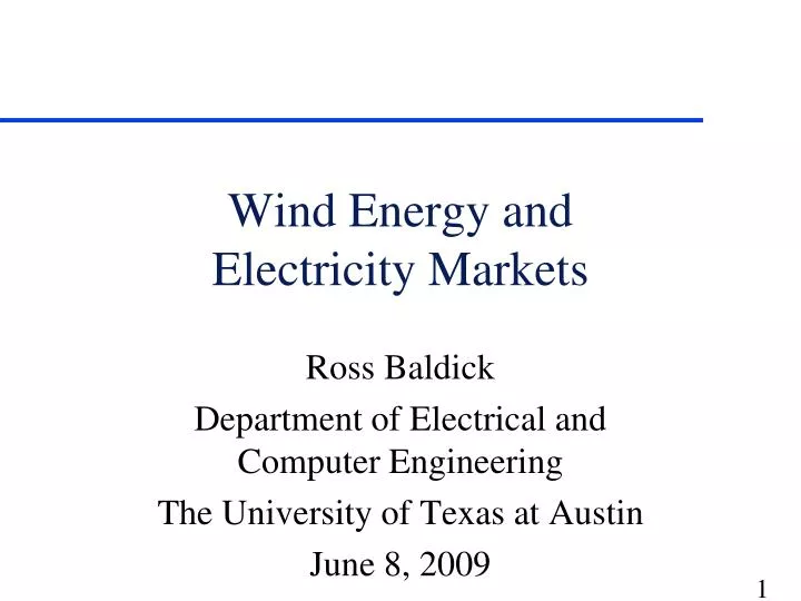 wind energy and electricity markets n.