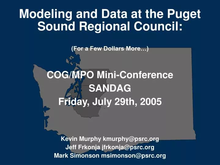 modeling and data at the puget sound regional council for a few dollars more n.