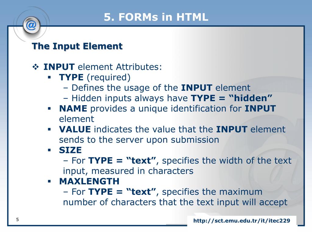 PPT - FORMs in HTML PowerPoint Presentation, free download - ID:4801118