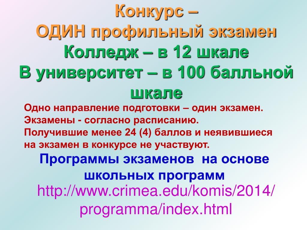 Менее 24. Профильное испытание (в т.ч. русский язык). Профильный экзамен. Конкурс и экзамен отличие.