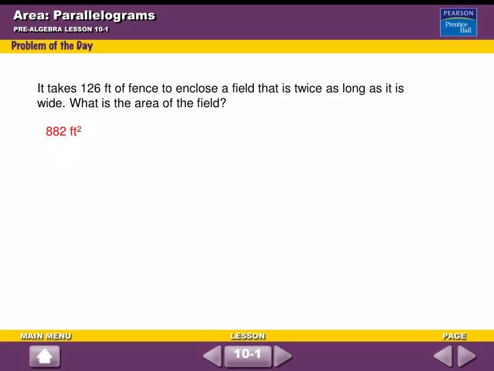 area parallelograms n.