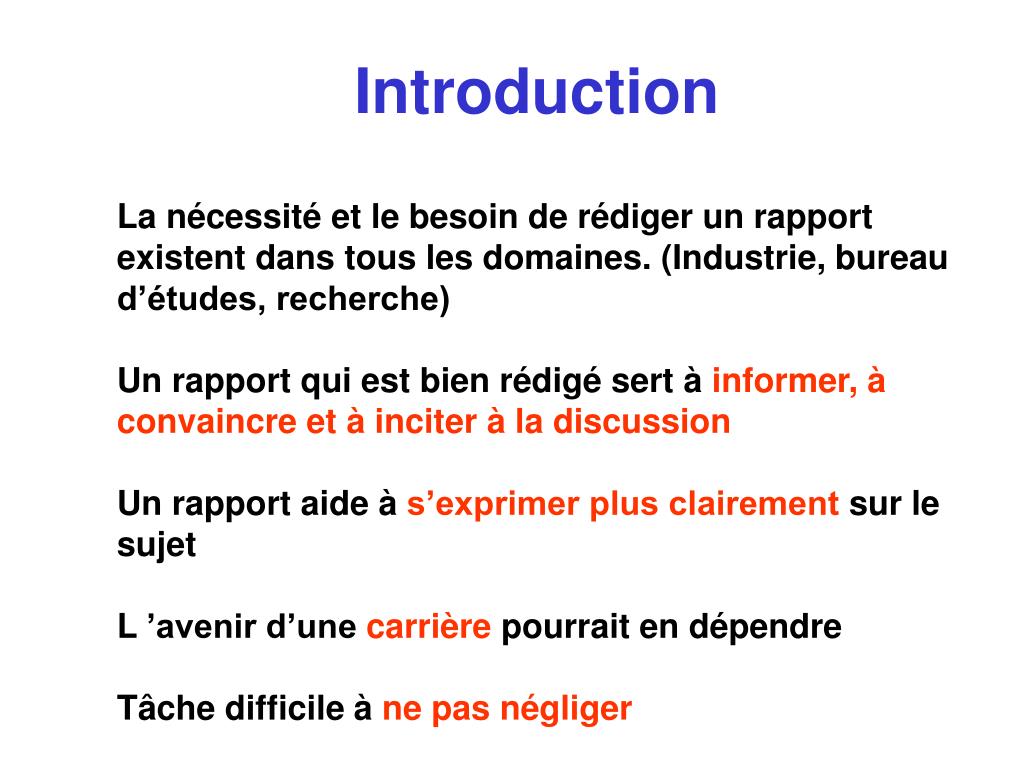 PPT  Comment rédiger un rapport technique  quelques indications