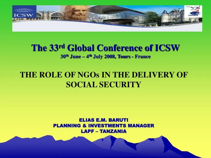 PPT - The 33 rd Global Conference of ICSW 30 th June – 4 th July 2008 ...