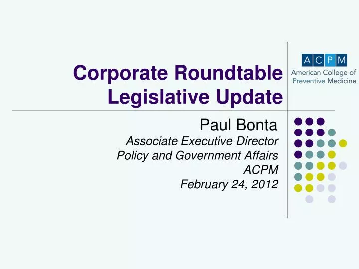 corporate roundtable legislative update n.