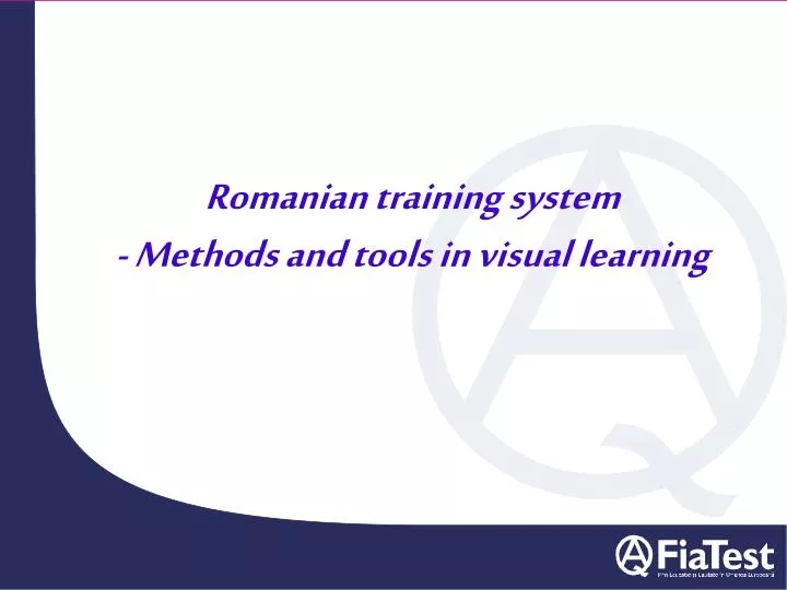 romanian training system methods and tools in visual learning n.