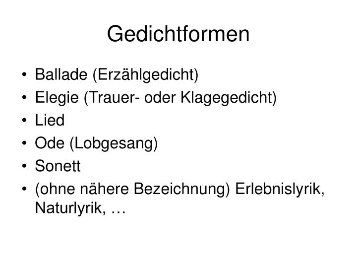 Merkmale Von Lyrischen Texten PPT - Thema 3: Epochen der dt. Literatur / Lyrik PowerPoint