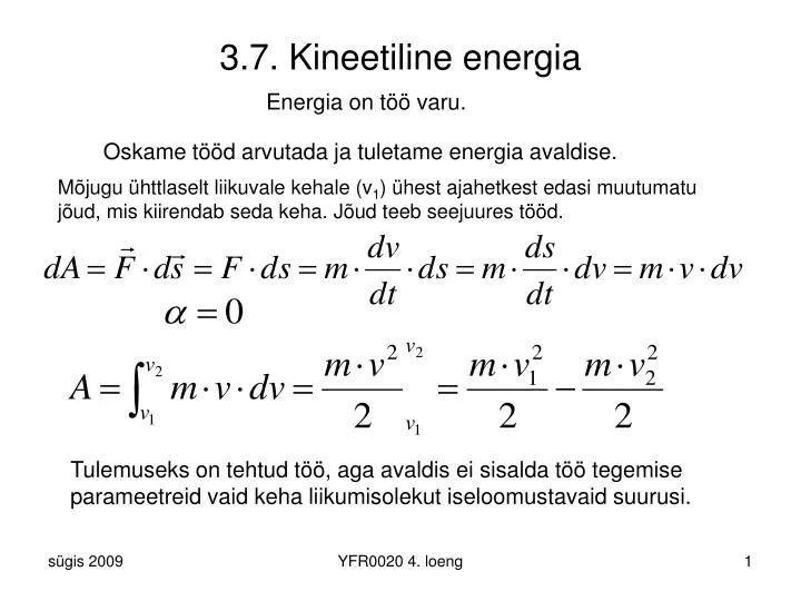PPT - 3.7. Kineetiline energia PowerPoint Presentation, free download -  ID:4805930