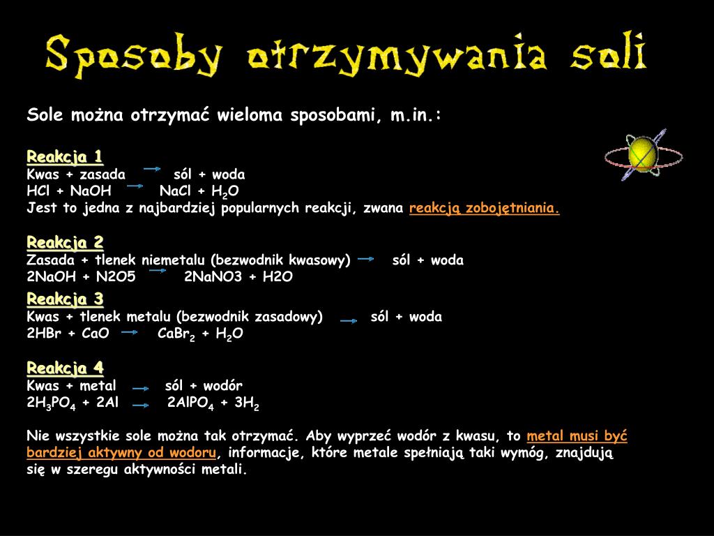 PPT - Nazwa soli składa się z dwóch wyrazów. Pierwszy określa resztę
