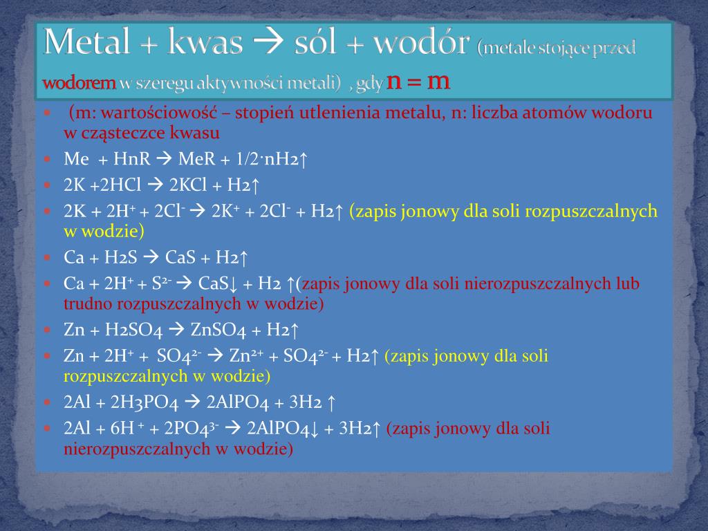 Metal Kwas Sól Wodór Przykłady PPT - Metody otrzymywania soli PowerPoint Presentation, free download