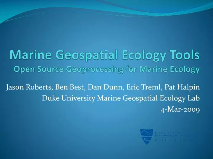 marine geospatial ecology tools open source geoprocessing for marine ecology n.