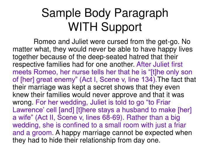 romeo and juliet fate essay body paragraphs