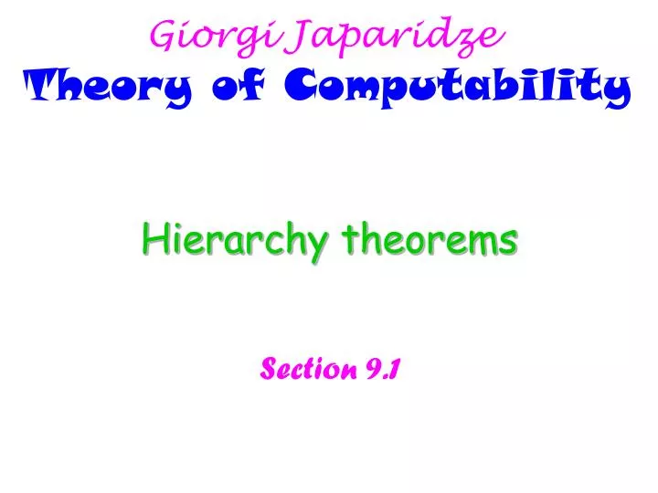 hierarchy theorems n.