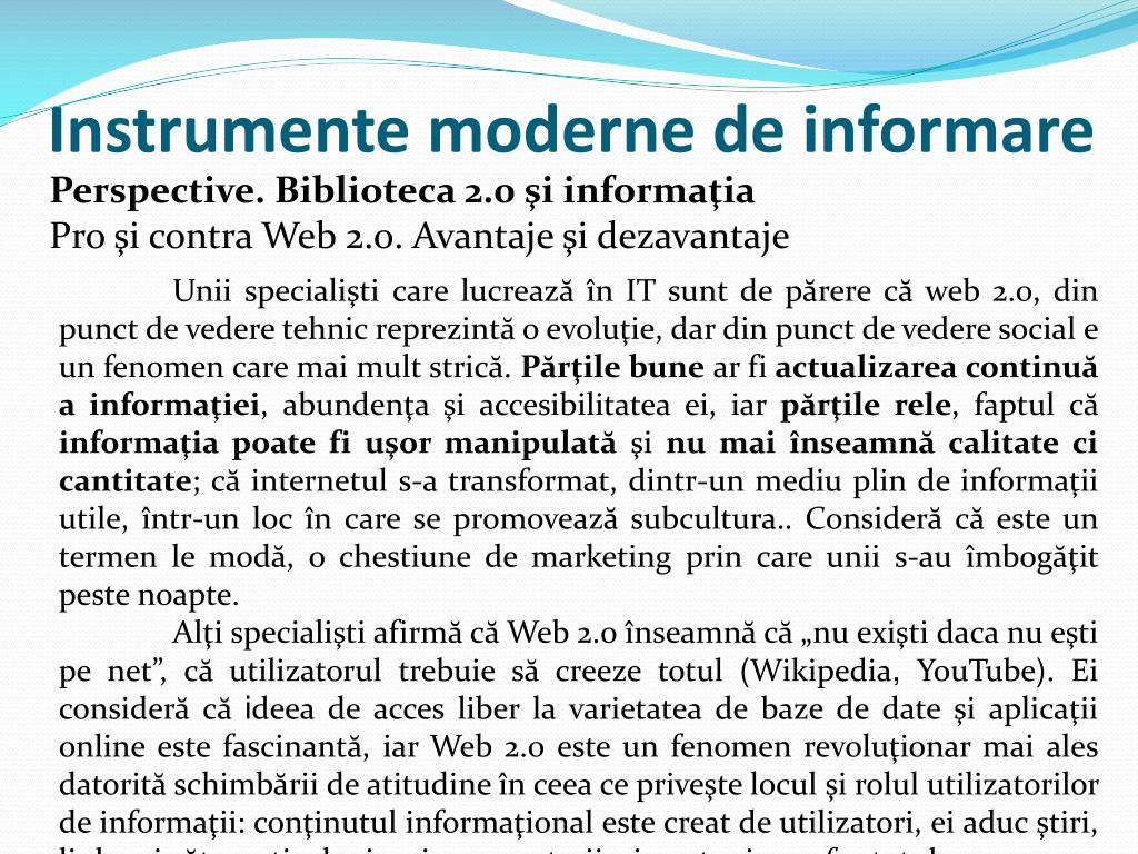 Understanding wasteland Current PPT - Instrumente moderne de informare. Biblioteca 2.0 PowerPoint  Presentation - ID:4815088