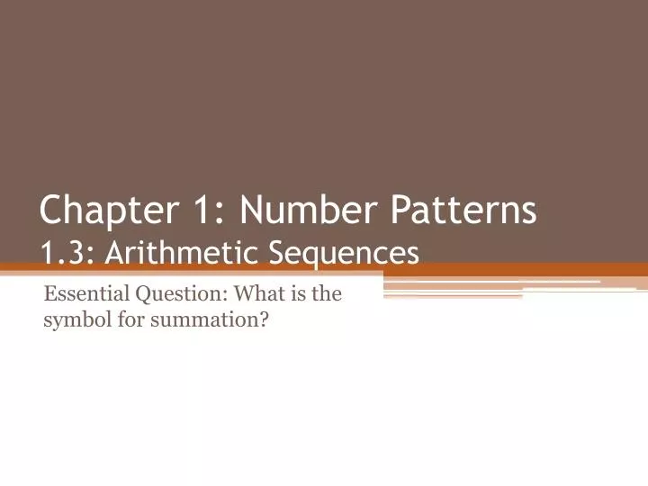 chapter 1 number patterns 1 3 arithmetic sequences n.