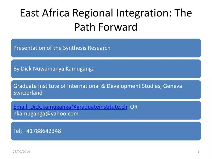 east africa regional integration the path forward n.
