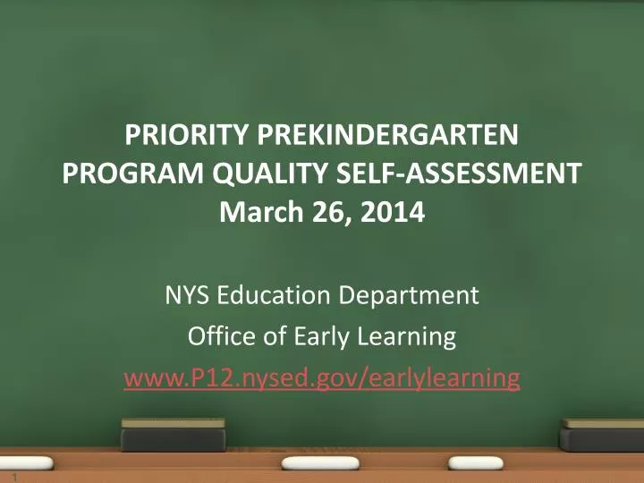 priority prekindergarten program quality self assessment march 26 2014 n.