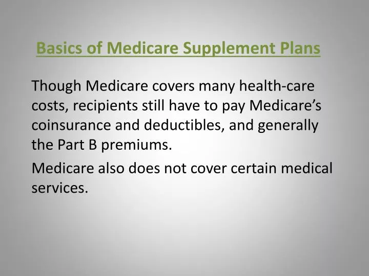 basics of medicare supplement plans n.