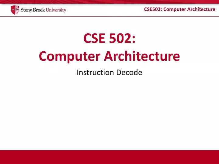 cse 502 computer architecture n.