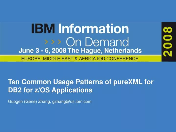 ten common usage patterns of purexml for db2 for z os applications n.