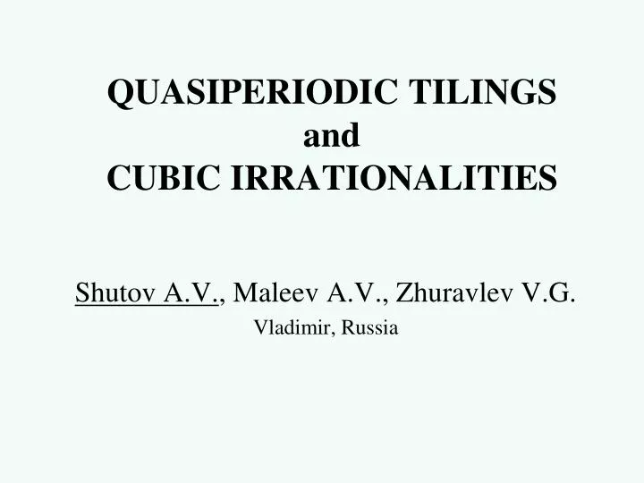 quasiperiodic tilings and cubic irrationalities n.