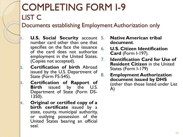 PPT FORM I9 EMPLOYMENT ELIGIBILITY VERIFICATION FORM PowerPoint