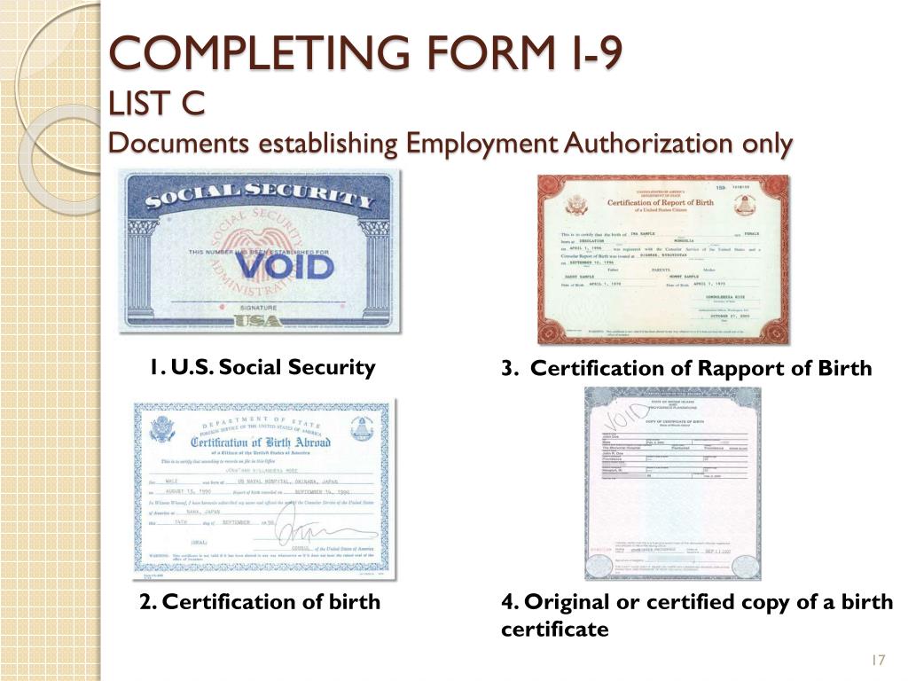 PPT - FORM I-9 EMPLOYMENT ELIGIBILITY VERIFICATION FORM PowerPoint Presentation - ID:4817606