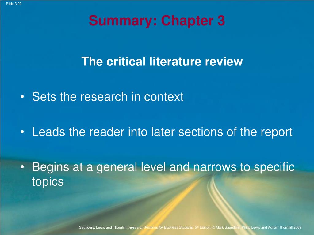 chapter 3 critically reviewing the literature ppt