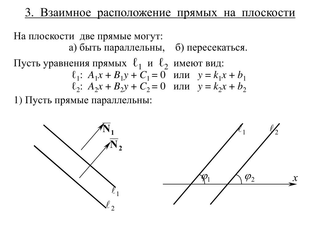 Параллельно прямой x y 0. Общее уравнение прямой на плоскости параллельные прямые. Параллельность прямых прямой и плоскости - 1. Взаимное расположение двух прямых l1 l2. 3. Уравнения прямой на плоскости..
