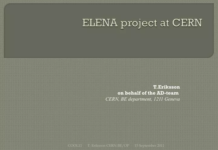elena project at cern n.