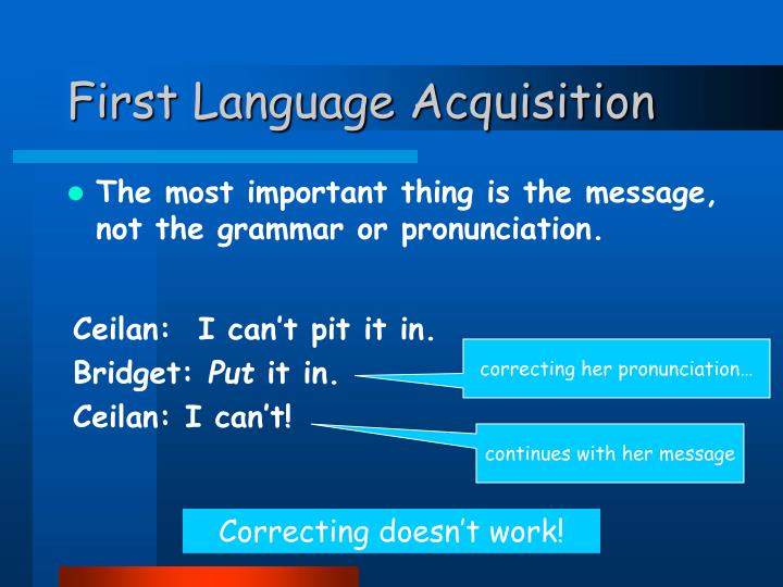 first language acquisition Stephen krashen's theory of second language acquisition subconscious process very similar to the process children undergo when they acquire their first language. first language acquisition Stephen krashen's theory of second language acquisition subconscious process very similar to the process children undergo when they acquire their first language.
