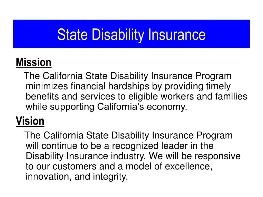 PPT California State Disability Insurance Disability Insurance and