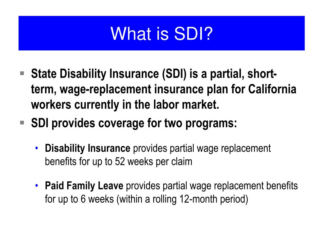 PPT California State Disability Insurance Disability Insurance and Paid Family Leave