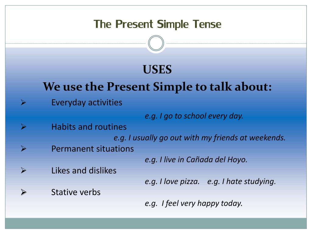 Talk в past. Present simple usage. When we use present simple. The simple present Tense. Present simple use.
