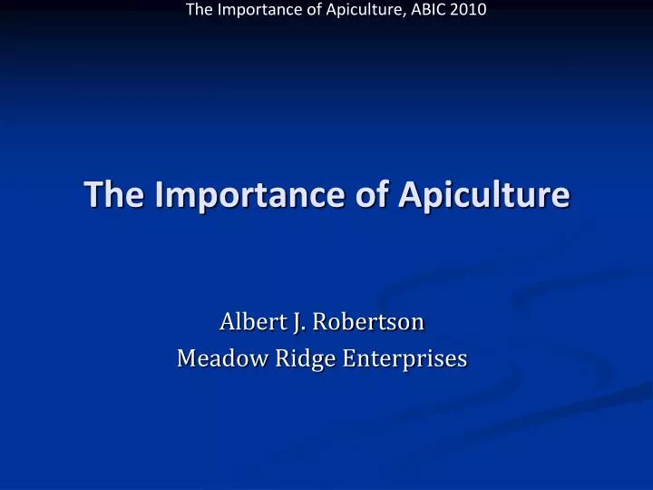 the importance of apiculture n.