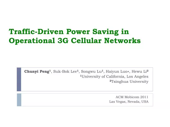 traffic driven power saving in operational 3g cellular networks n.