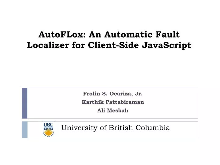 autoflox an automatic fault localizer for client side javascript n.