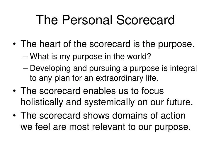 PPT The Personal Scorecard PowerPoint Presentation, free download