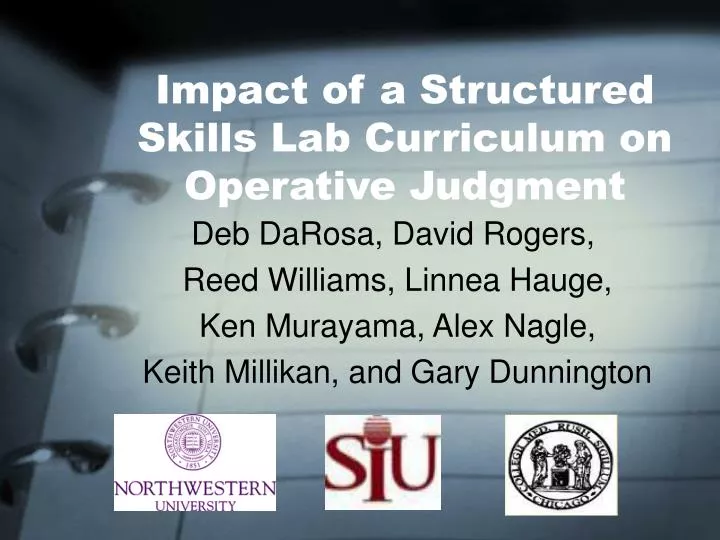 impact of a structured skills lab curriculum on operative judgment n.