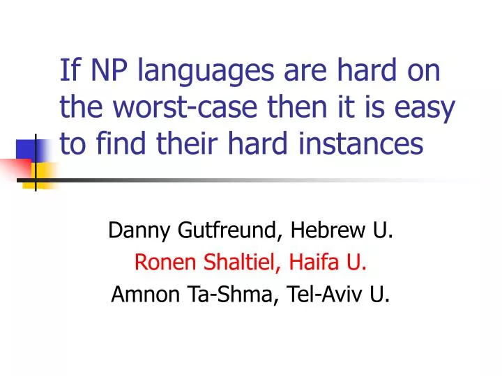 if np languages are hard on the worst case then it is easy to find their hard instances n.