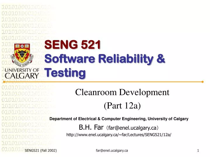 seng 521 software reliability testing n.