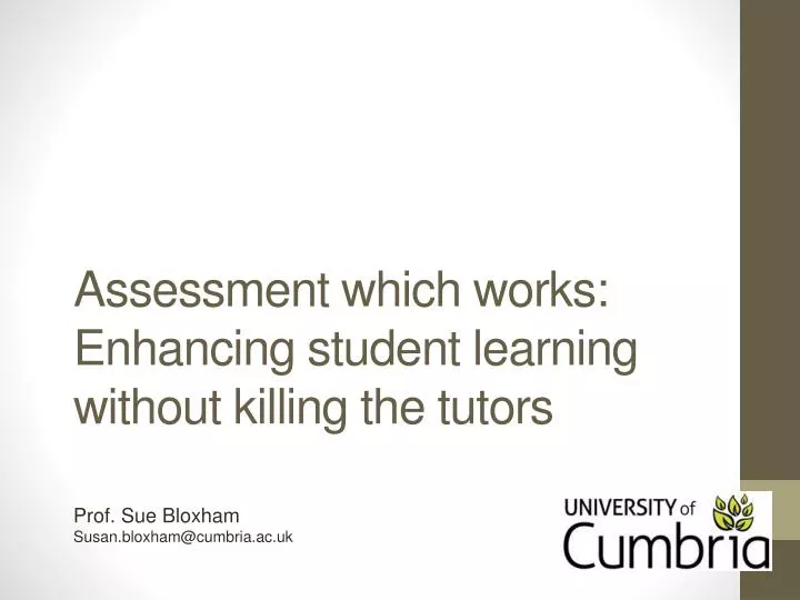 assessment which works enhancing student learning without killing the tutors n.